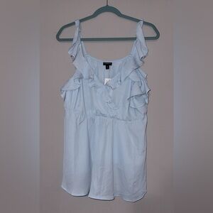 NWT Torrid Soft Blue Ruffle Blouse